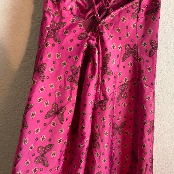 Urban Outfitters Samira Fuchsia Butterfly Midi Satin Slip Coquette Fairy Dress M - Picture 13 of 15